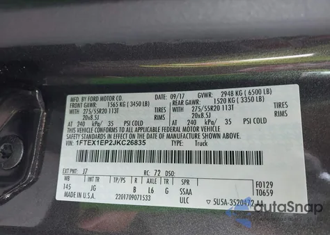 2018 Ford F-150 Xl из США, поврежденный, VIN 1FTEX1EP2JKC26835